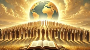 Grande Comissão em Mateus 28 Ilustração cristã representando a Grande Comissão em Mateus 28, com discípulos enviados por Jesus para fazer discípulos de todas as nações.