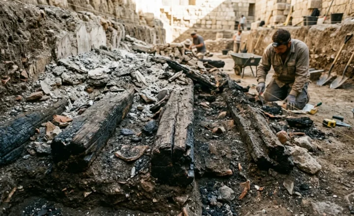Vigas Carbonizadas na Cidade de Davi Revelam Incêndio de 586 a.C.